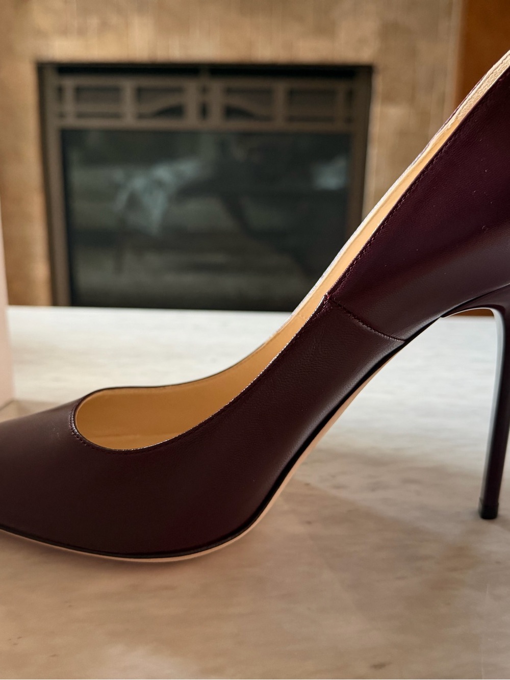 Jimmy Choo Burgundy Pointed Leather Stiletto Pump